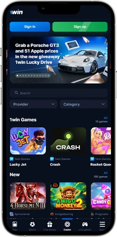 Screenshot of 1win App PK casino