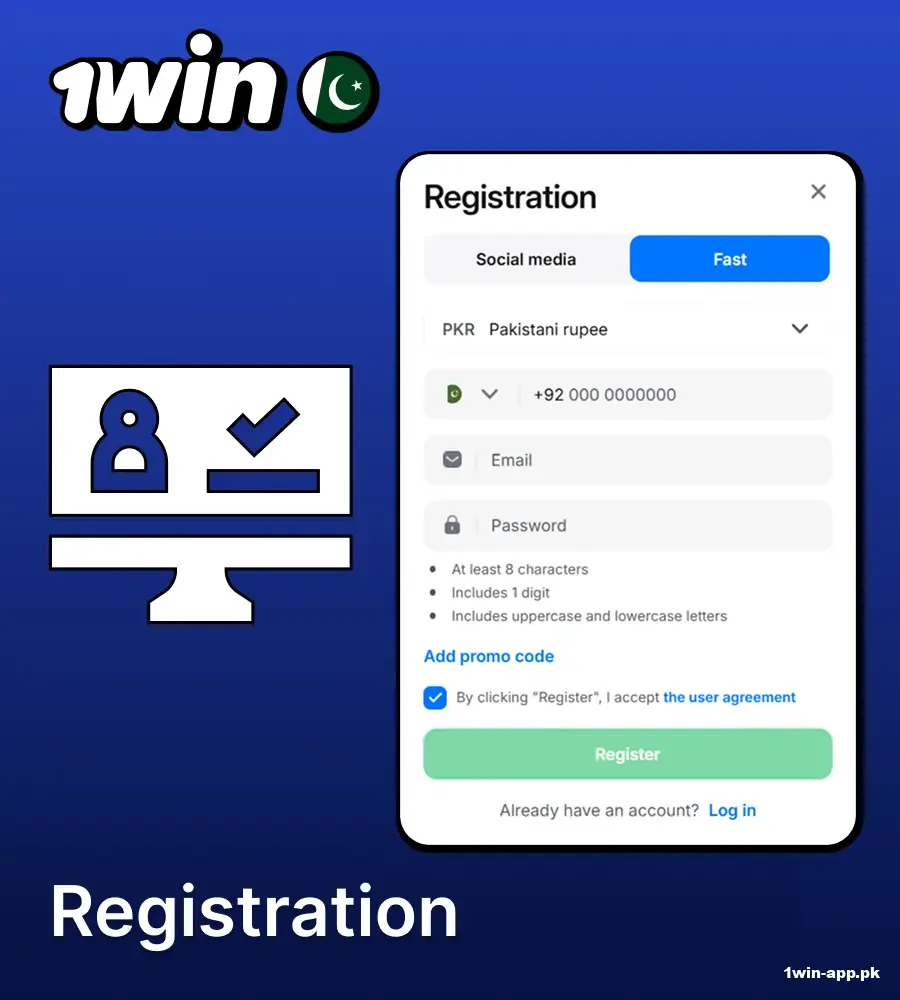 The registration process on the 1win website